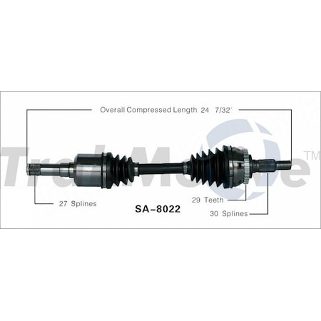 Surtrack Axle Cv Axle Shaft, Sa-8022 SA-8022